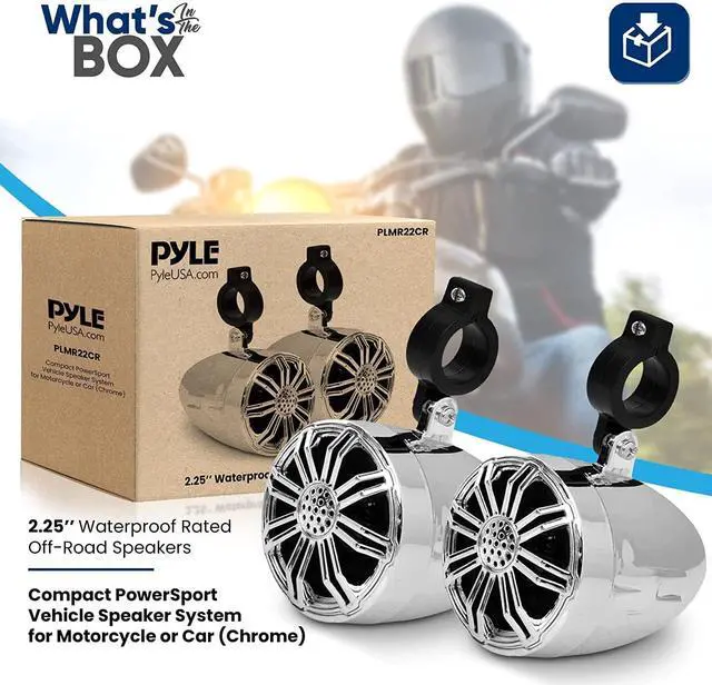 Alt view image 3 of 7 - Pyle 2.25" Waterproof Off-Road Speakers for Motorcycle or Car - Chrome PLMR22CR
