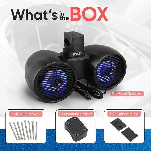 Alt view image 4 of 7 - Pyle 6.5" Marine Wakeboard Speakers with LED Lights - Dual 2-Way Water Resistant System, Black PLMRWK61BK