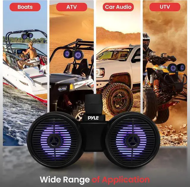 Alt view image 5 of 7 - Pyle 6.5" Marine Wakeboard Speakers with LED Lights - Dual 2-Way Water Resistant System, Black PLMRWK61BK