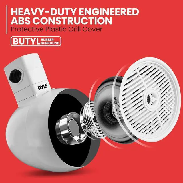 Alt view image 3 of 7 - Pyle 6.5" Marine Wakeboard Speakers with LED Lights - 2-Way Water Resistant System, White PLMRWK63WT