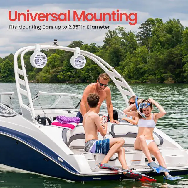 Alt view image 2 of 7 - Pyle 6.5" Marine Wakeboard Speakers with LED Lights - 2-Way Water Resistant System, White PLMRWK63WT