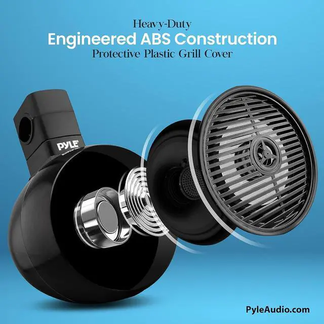 Alt view image 3 of 7 - Pyle 6.5" Marine Wakeboard Speakers with LED Lights - 2-Way Water Resistant System, Black PLMRWK63BK