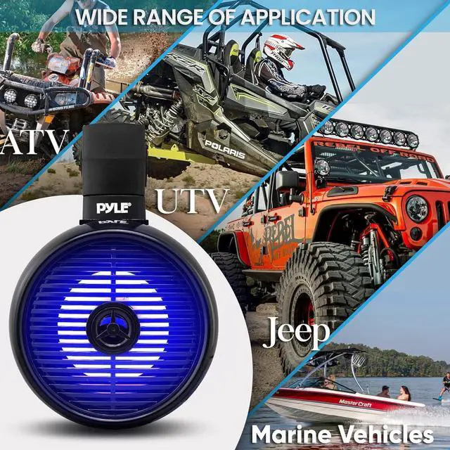 Alt view image 2 of 7 - Pyle 6.5" Marine Wakeboard Speakers with LED Lights - 2-Way Water Resistant System, Black PLMRWK63BK