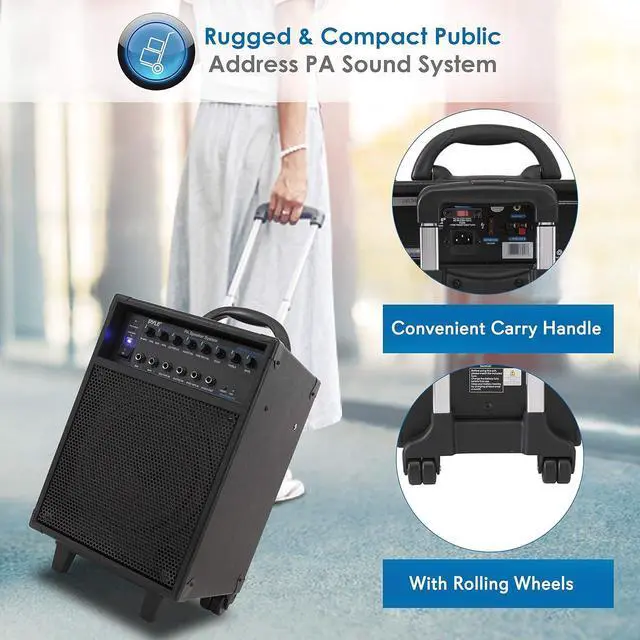 Alt view image 2 of 7 - Pyle Wireless Portable Bluetooth PA Speaker System with Rechargeable Battery - 400W PWMA230BT