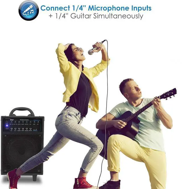 Alt view image 3 of 7 - Pyle Wireless Portable Bluetooth PA Speaker System with Rechargeable Battery - 400W PWMA230BT