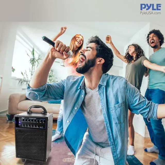 Alt view image 4 of 7 - Pyle Wireless Portable Bluetooth PA Speaker System with Rechargeable Battery - 400W PWMA230BT