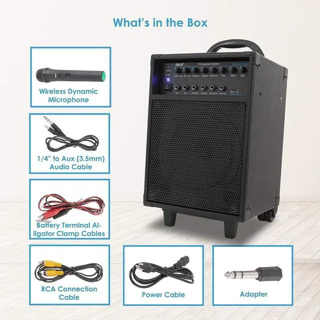 Alt view image 7 of 7 - Pyle Wireless Portable Bluetooth PA Speaker System with Rechargeable Battery - 400W PWMA230BT