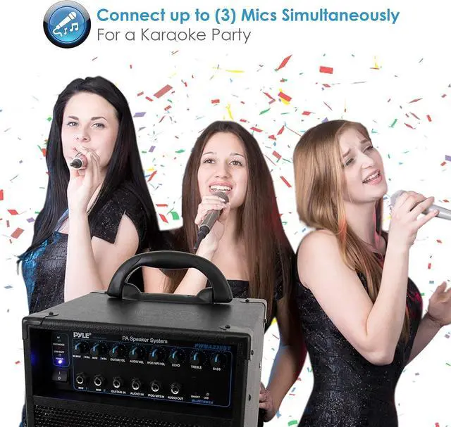 Alt view image 6 of 7 - Pyle Wireless Portable Bluetooth PA Speaker System with Rechargeable Battery - 400W PWMA230BT