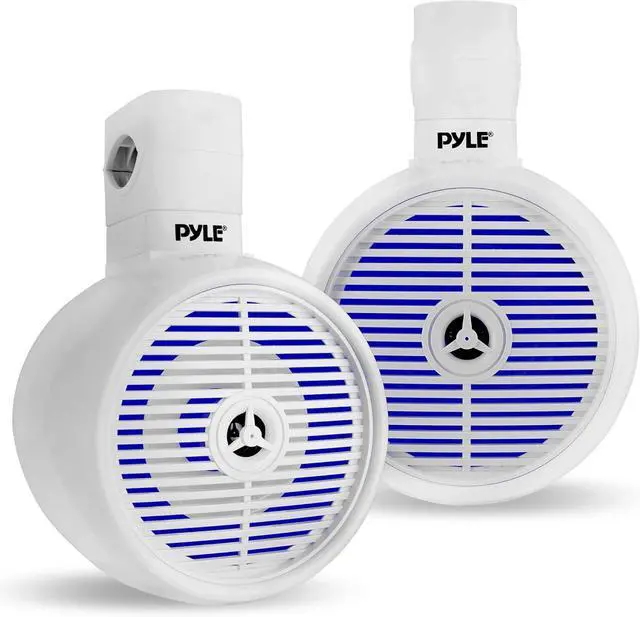 Main image of Pyle 8" Marine Wakeboard Speakers with LED Lights - 2-Way Water Resistant System, White PLMRWK83WT