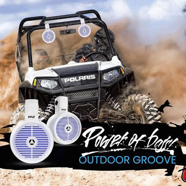 Alt view image 4 of 7 - Pyle 8" Marine Wakeboard Speakers with LED Lights - 2-Way Water Resistant System, White PLMRWK83WT