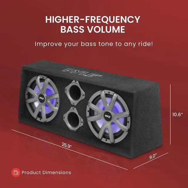 Alt view image 3 of 7 - Pyle 8" Dual Subwoofer Box System with Built-in LED Lights, 400W, Rear Vented Design (PLBS82LE)