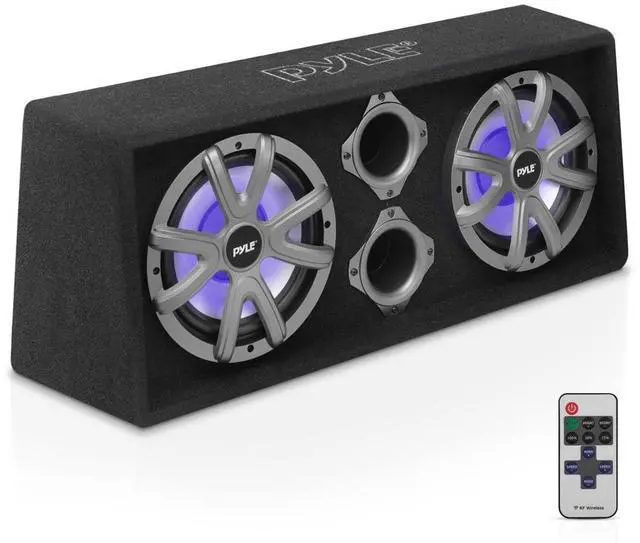 Main image of Pyle 8" Dual Subwoofer Box System with Built-in LED Lights, 400W, Rear Vented Design (PLBS82LE)