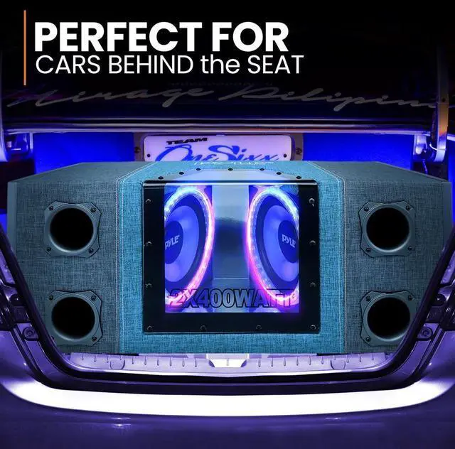 Alt view image 6 of 7 - Pyle 8" Dual Subwoofer Box System with Built-in LED Lights, 400W, Rear Vented Design (PLBNPS28)