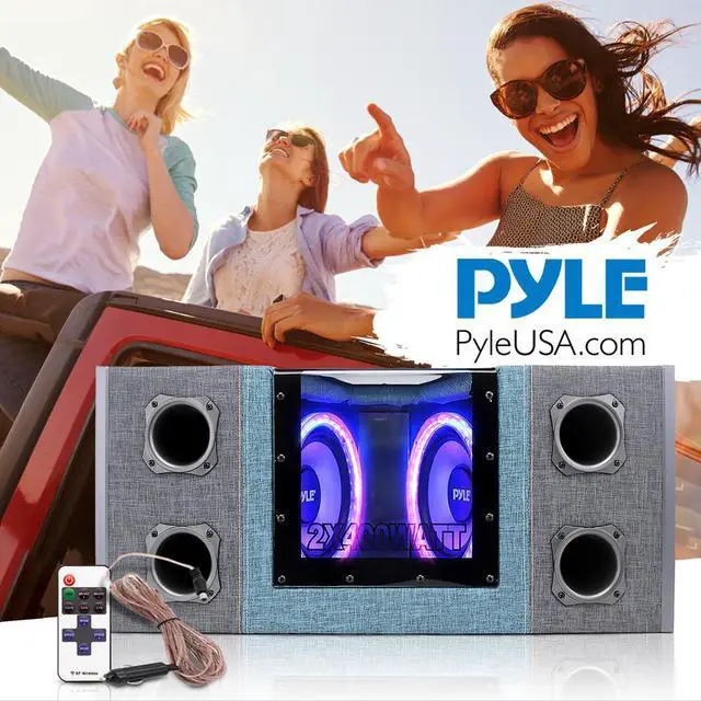 Alt view image 5 of 7 - Pyle 8" Dual Subwoofer Box System with Built-in LED Lights, 400W, Rear Vented Design (PLBNPS28)