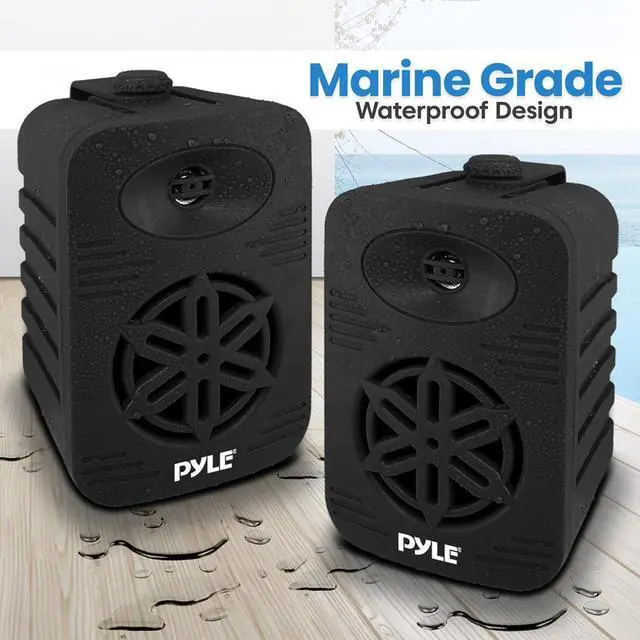 Alt view image 3 of 7 - Pyle 4 2-Way Indoor/Outdoor Speaker System, 1/2 High Compliance Polymer Tweeter, Waterproof, Black (PDWR45BK)