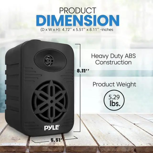Alt view image 5 of 7 - Pyle 4 2-Way Indoor/Outdoor Speaker System, 1/2 High Compliance Polymer Tweeter, Waterproof, Black (PDWR45BK)