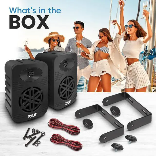 Alt view image 4 of 7 - Pyle 4 2-Way Indoor/Outdoor Speaker System, 1/2 High Compliance Polymer Tweeter, Waterproof, Black (PDWR45BK)
