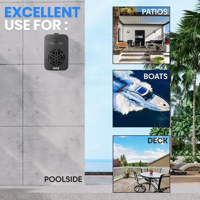 Alt view image 2 of 7 - Pyle 4 2-Way Indoor/Outdoor Speaker System, 1/2 High Compliance Polymer Tweeter, Waterproof, Black (PDWR45BK)