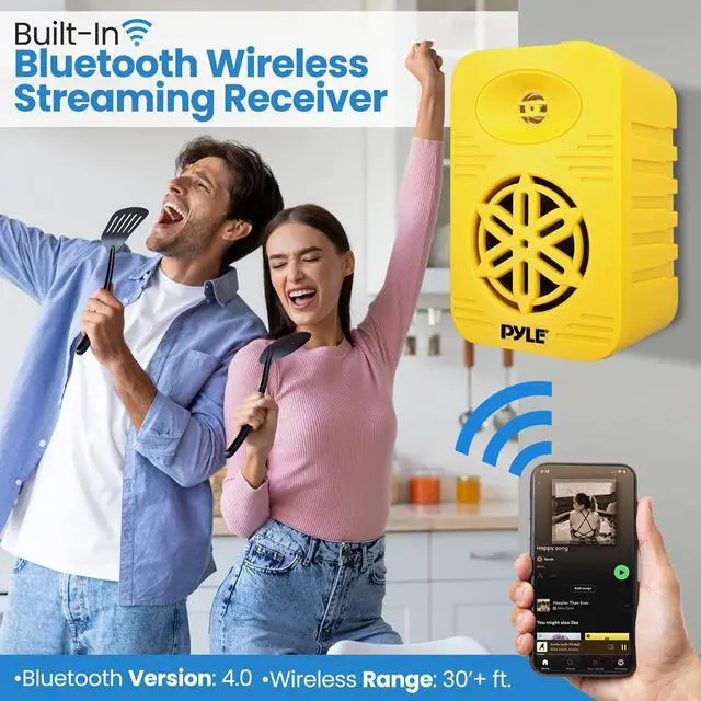 Alt view image 5 of 7 - Pyle 4 2-Way Indoor/Outdoor Bluetooth Speaker System with Wireless Streaming & 1/2 Polymer Tweeter - Yellow, SKU PDWRBT46YL