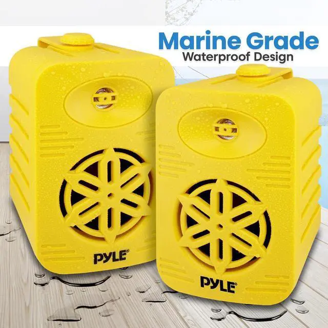 Alt view image 7 of 7 - Pyle 4 2-Way Indoor/Outdoor Bluetooth Speaker System with Wireless Streaming & 1/2 Polymer Tweeter - Yellow, SKU PDWRBT46YL