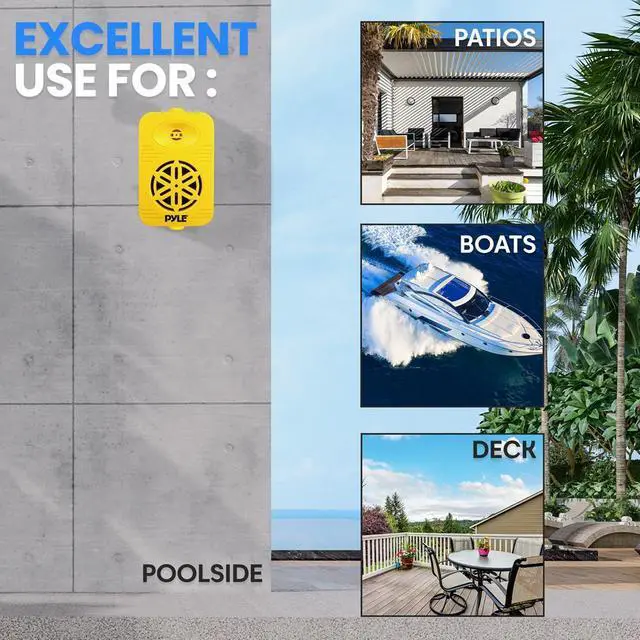 Alt view image 4 of 7 - Pyle 4 2-Way Indoor/Outdoor Bluetooth Speaker System with Wireless Streaming & 1/2 Polymer Tweeter - Yellow, SKU PDWRBT46YL