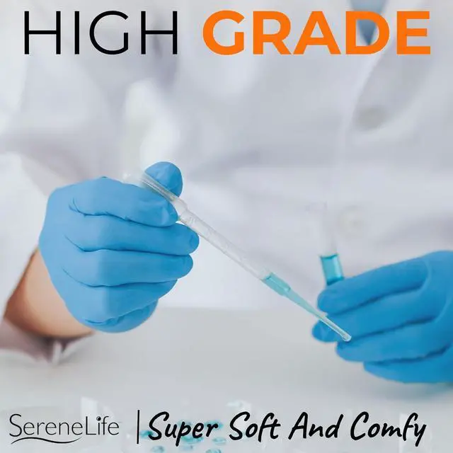 Alt view image 2 of 7 - SereneLife 100 Pcs. Soft Industrial Gloves - Nitrile & Vinyl Powder-Free Disposable Gloves (Medium Size), SKU SLGLVNIT100MD