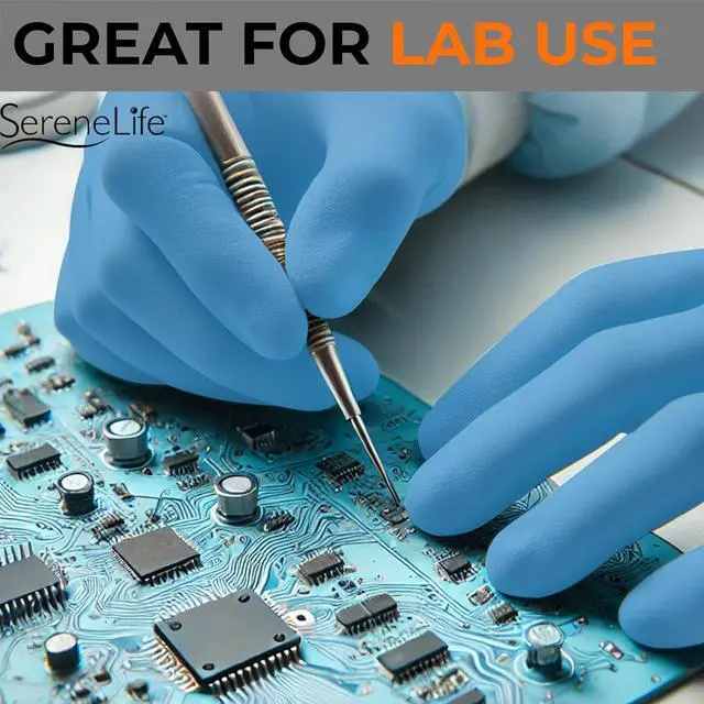 Alt view image 7 of 7 - SereneLife 100 Pcs. Soft Industrial Gloves - Nitrile & Vinyl Powder-Free Disposable Gloves (Medium Size), SKU SLGLVNIT100MD