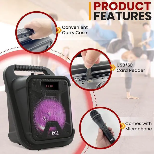 Alt view image 2 of 5 - PyleUsa PPHP87TLB Portable Bluetooth PA Speaker - 360W 8 Karaoke Remote - Black