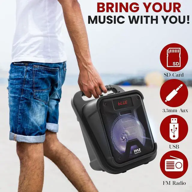 Alt view image 3 of 5 - PyleUsa PPHP87TLB Portable Bluetooth PA Speaker - 360W 8 Karaoke Remote - Black