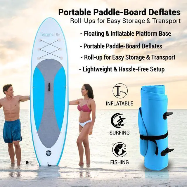 Alt view image 3 of 7 - SereneLife Thunder Wave Inflatable Stand-Up Paddle Board (SUP) - 10' with Accessories, SKU SLSUPB10