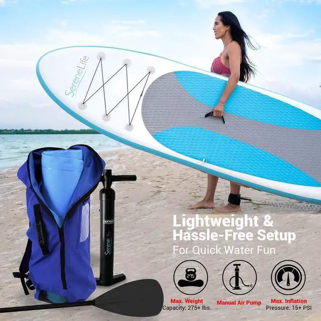 Alt view image 7 of 7 - SereneLife Thunder Wave Inflatable Stand-Up Paddle Board (SUP) - 10' with Accessories, SKU SLSUPB10