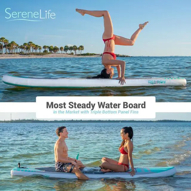 Alt view image 7 of 7 - SereneLife Free-Flow Inflatable Stand-Up Paddle Board (SUP) - 10.5 with Accessories, SLSUPB105