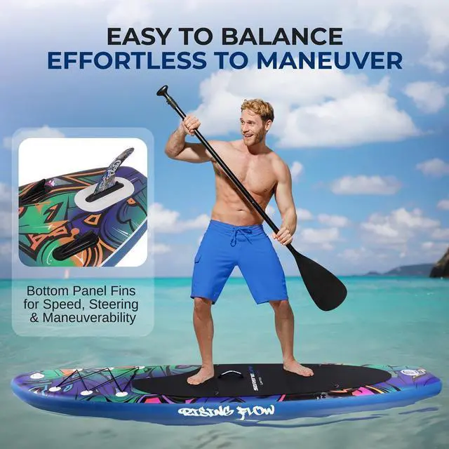 Alt view image 4 of 7 - SereneLife Rising Flow Inflatable Stand-Up Paddle Board (SUP) - 106 with Waterproof Mobile Phone Case & Accessories, SLSUPB636