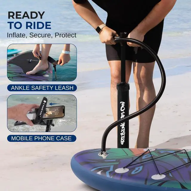 Alt view image 2 of 7 - SereneLife Rising Flow Inflatable Stand-Up Paddle Board (SUP) - 106 with Waterproof Mobile Phone Case & Accessories, SLSUPB636