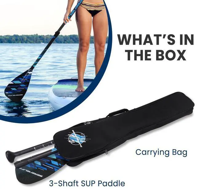 Alt view image 4 of 7 - SereneLife Adjustable 3-Piece Carbon Fiber SUP Paddle - Black (SLPADDLE40)