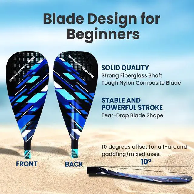 Alt view image 3 of 7 - SereneLife Adjustable 3-Piece Carbon Fiber SUP Paddle - Black (SLPADDLE40)