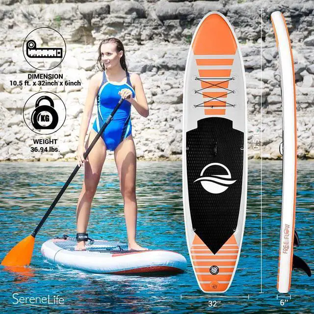 Alt view image 3 of 3 - SereneLife 10.5' Free-Flow Inflatable Stand-Up Paddle Board - Blue (SLSUPB135)