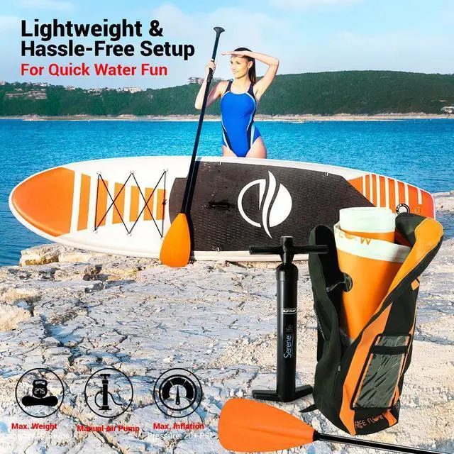 Alt view image 2 of 3 - SereneLife 10.5' Free-Flow Inflatable Stand-Up Paddle Board - Blue (SLSUPB135)