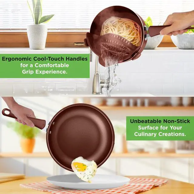 Alt view image 6 of 7 - NutriChef 20-Piece Non-Stick Kitchenware Pots & Pans Set  Cookware Set with Lids & Utensils (NCCW20SBR)
