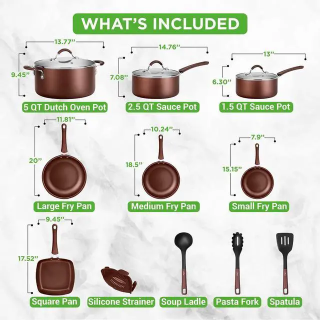 Alt view image 5 of 7 - NutriChef 20-Piece Non-Stick Kitchenware Pots & Pans Set  Cookware Set with Lids & Utensils (NCCW20SBR)
