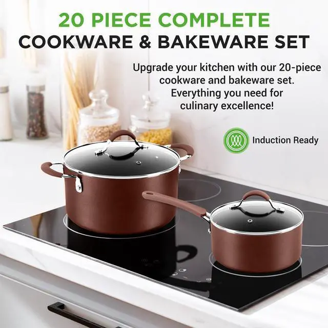 Alt view image 7 of 7 - NutriChef 20-Piece Non-Stick Kitchenware Pots & Pans Set  Cookware Set with Lids & Utensils (NCCW20SBR)