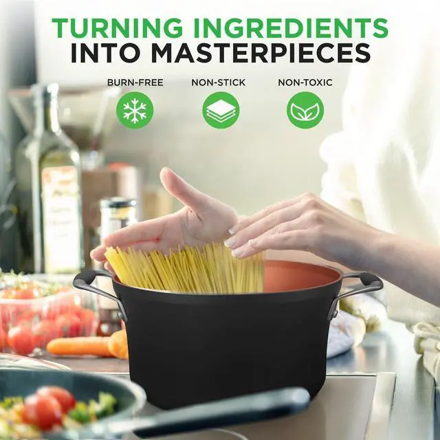 Alt view image 5 of 7 - NutriChef 14-Piece Non-Stick Kitchenware Pots & Pans Set  Copper Coating & Hard-Anodized Finish (NCCWALN14)