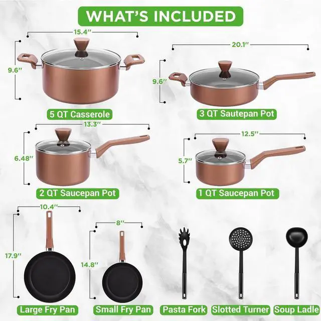Alt view image 6 of 7 - NutriChef 13-Piece Non-Stick Kitchenware Pots & Pans Set  Stylish Home Cookware (NCCWA13BR)