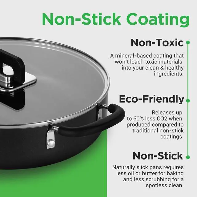 Alt view image 4 of 7 - NutriChef 17-Piece Stackable Non-Stick Kitchenware Cookware Set  Black (NCCWSTKBLK)