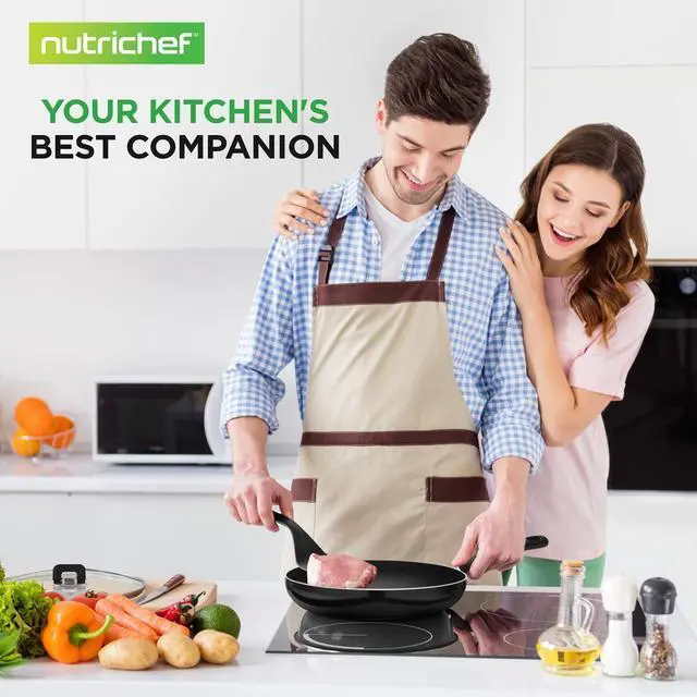 Alt view image 5 of 7 - NutriChef 17-Piece Stackable Non-Stick Kitchenware Cookware Set  Black (NCCWSTKBLK)