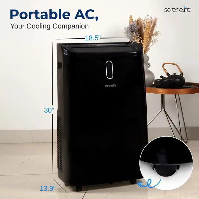 Alt view image 2 of 7 - SereneLife 14,000 BTU Portable Air Conditioner  Black (SLPAC408B)