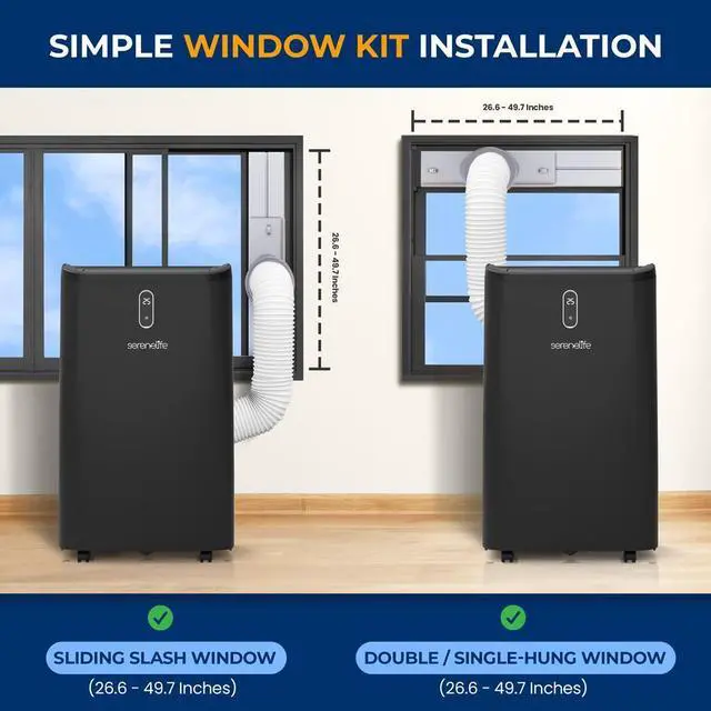 Alt view image 4 of 7 - SereneLife 14,000 BTU Portable Air Conditioner  Black (SLPAC408B)