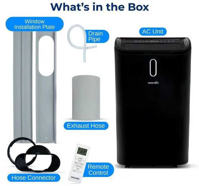 Alt view image 3 of 7 - SereneLife 14,000 BTU Portable Air Conditioner  Black (SLPAC408B)