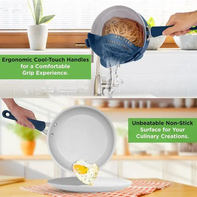 Alt view image 3 of 7 - NutriChef 20-Piece Non-Stick Kitchenware Pots & Pans Set  Blue (NCCW20SBLU)