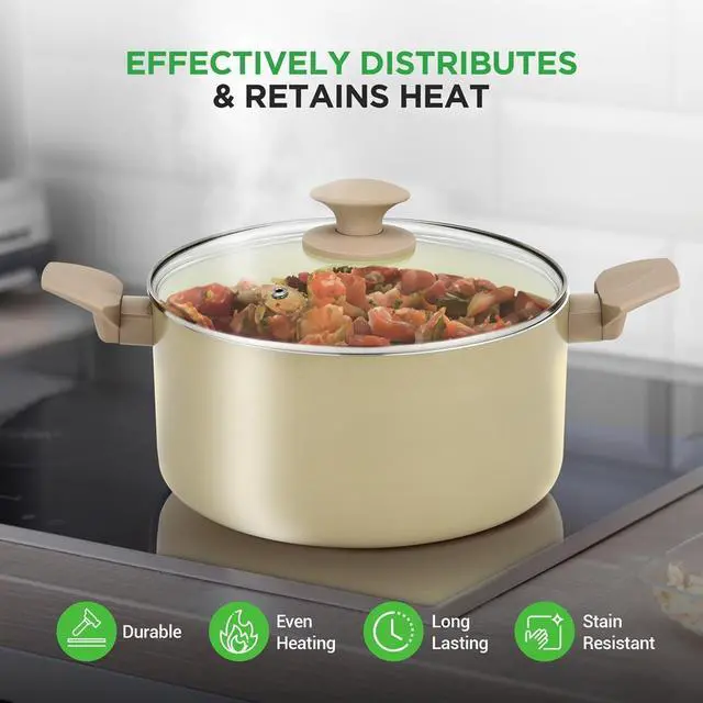 Alt view image 7 of 7 - NutriChef 54-Piece Non-Stick Kitchen Cookware, Bakeware & Tools Set - Taupe Brown (NCCW54TBR)